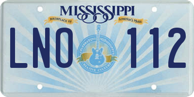 MS license plate LNO112