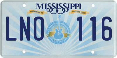 MS license plate LNO116
