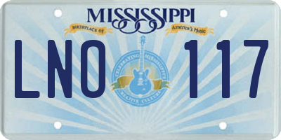 MS license plate LNO117
