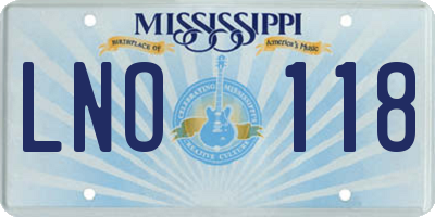 MS license plate LNO118