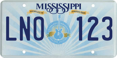 MS license plate LNO123