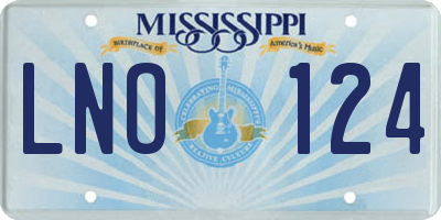 MS license plate LNO124
