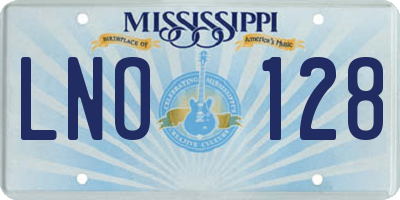 MS license plate LNO128