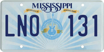 MS license plate LNO131