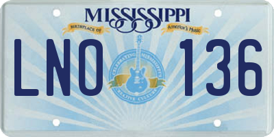 MS license plate LNO136