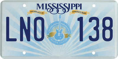 MS license plate LNO138