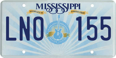 MS license plate LNO155