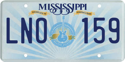 MS license plate LNO159