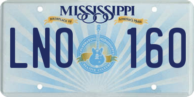 MS license plate LNO160