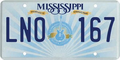 MS license plate LNO167