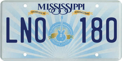 MS license plate LNO180
