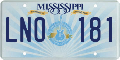 MS license plate LNO181