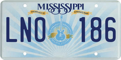 MS license plate LNO186