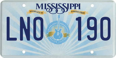 MS license plate LNO190