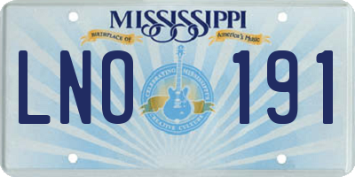MS license plate LNO191