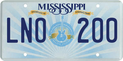 MS license plate LNO200
