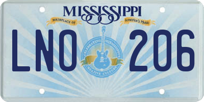 MS license plate LNO206