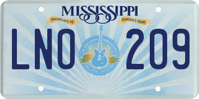 MS license plate LNO209