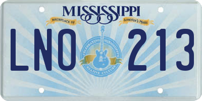 MS license plate LNO213