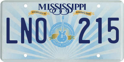 MS license plate LNO215