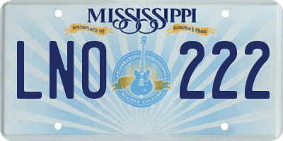 MS license plate LNO222