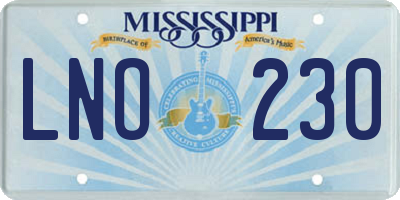 MS license plate LNO230