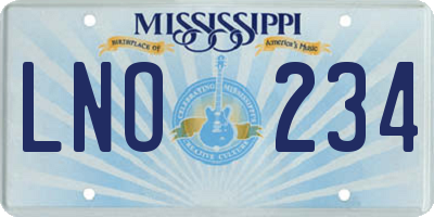MS license plate LNO234