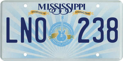 MS license plate LNO238