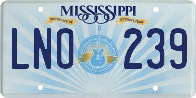 MS license plate LNO239