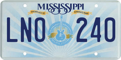 MS license plate LNO240