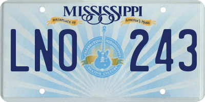 MS license plate LNO243