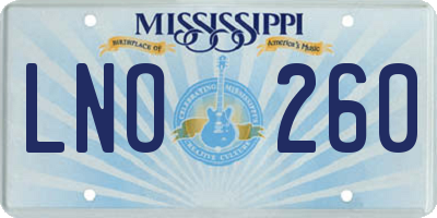 MS license plate LNO260