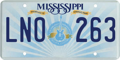 MS license plate LNO263