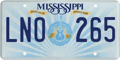 MS license plate LNO265