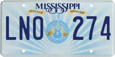 MS license plate LNO274