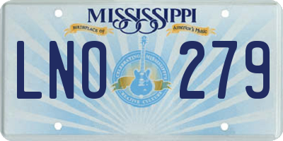 MS license plate LNO279