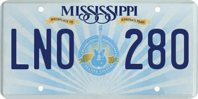 MS license plate LNO280