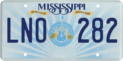 MS license plate LNO282