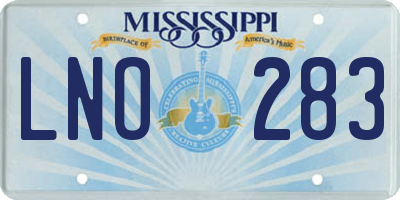 MS license plate LNO283