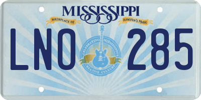 MS license plate LNO285