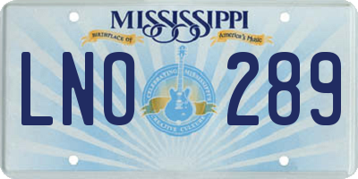 MS license plate LNO289
