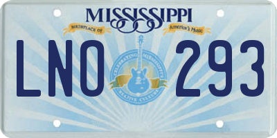 MS license plate LNO293