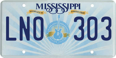 MS license plate LNO303