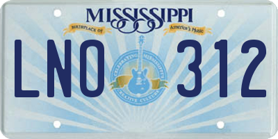 MS license plate LNO312