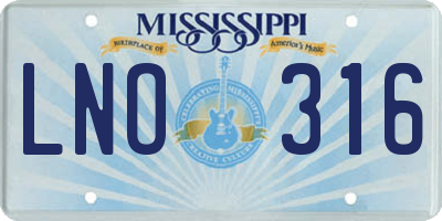 MS license plate LNO316