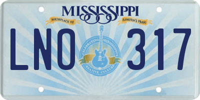 MS license plate LNO317