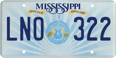 MS license plate LNO322