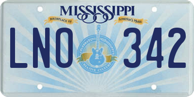 MS license plate LNO342