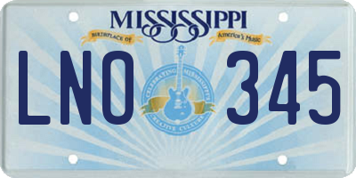 MS license plate LNO345