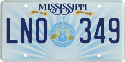 MS license plate LNO349